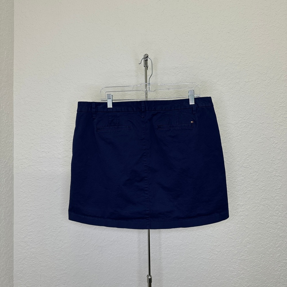 Tommy Hilfiger Womens Navy Blue Chino Mini Skirt Size 14 Stretch Cotton Preppy